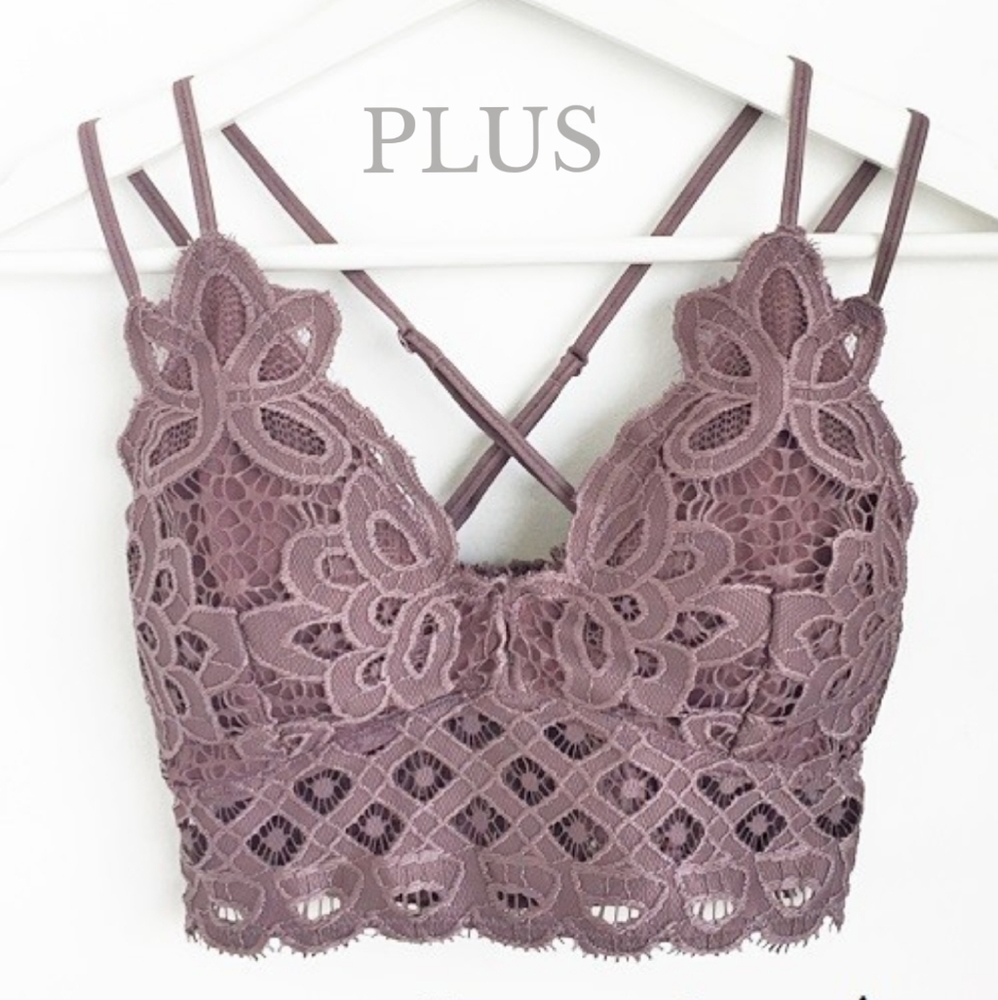 EDEN Plus Dusty Purple Floral Padded Lace Bralette